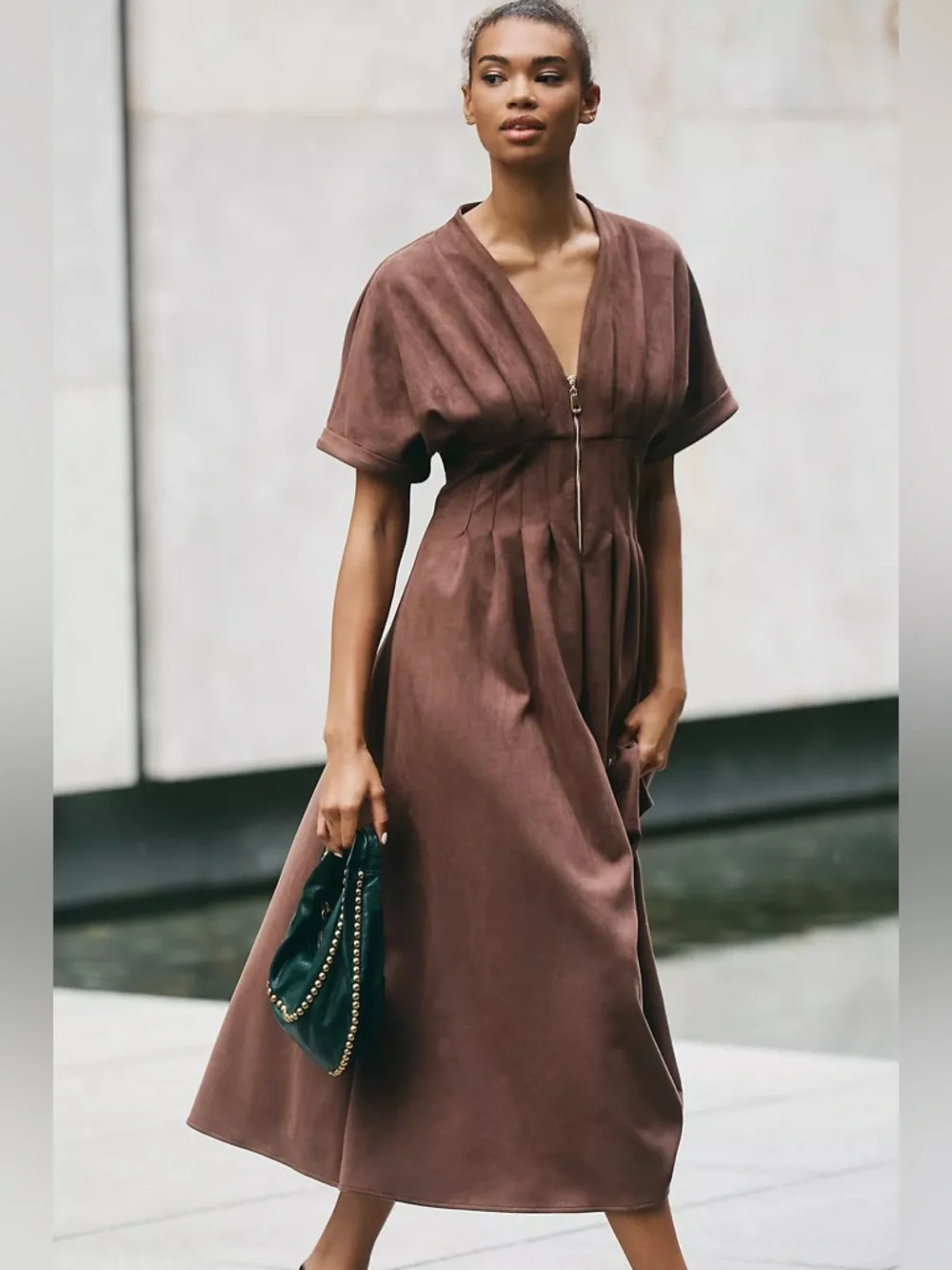 NEW Anthropologie Exquise The Tobie Faux-Suede Shirt Dress - Picture 1 of 10